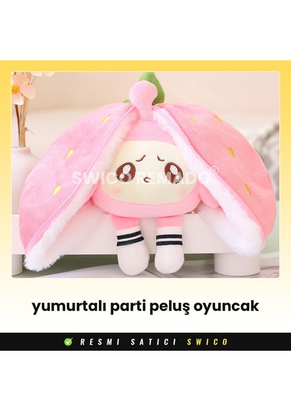 Sevimli Çift Taraflı Çilek Eggy Party Peluş Oyuncak 30CM (Yurt Dışından)