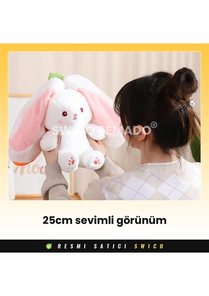 Sevimli Tersinir Çilek Tavşan Peluş Oyuncak 25CM (Yurt Dışından)