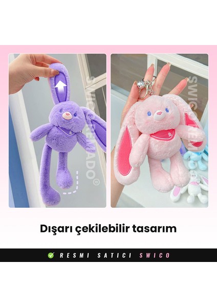 Çekilebilir Kulaklı Sevimli Tavşan Peluş Oyuncak 30CM (Yurt Dışından)