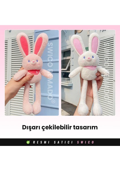 Çekilebilir Kulaklı Sevimli Tavşan Peluş Oyuncak 30CM (Yurt Dışından)