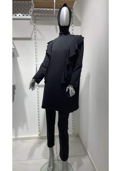 Valon Detaylı 3 Parça Tam Kapalı Tesettür Mayo Büyük Beden fiyatları