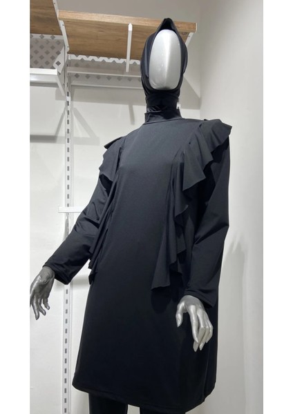 Valon Detaylı 3 Parça Tam Kapalı Tesettür Mayo Büyük Beden modelleri