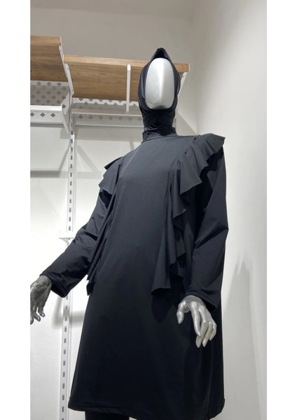 Valon Detaylı 3 Parça Tam Kapalı Tesettür Mayo Büyük Beden fırsatları