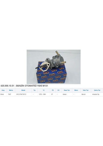 Benzın Otomatıgı M131 Dks Ym 78&gt;84 4434834 85008535