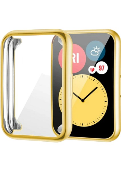 Huawei Watch Fit 2 Uyumlu Silikon Ekran Kasa Koruyucu Gold
