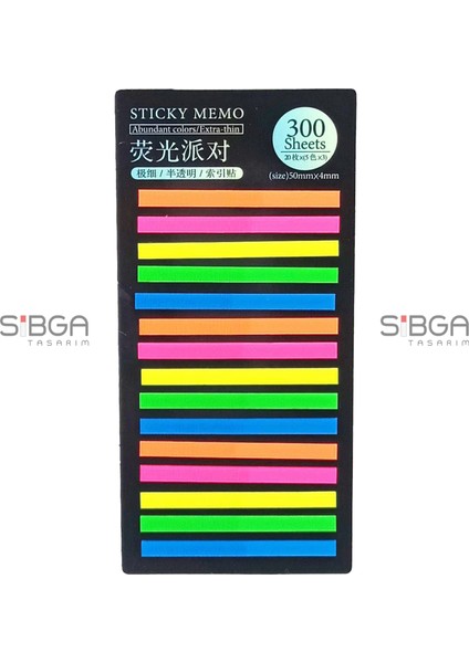 Ince Şerit Şeffaf Renkli Postit Post-It Post It. Kitap Ayracı Ayraç Postit Sticker 300 Yaprak