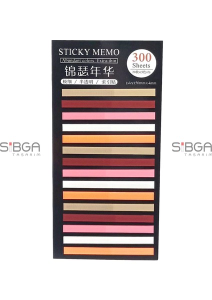 Ince Şerit Şeffaf Renkli Postit Post-It Post It. Kitap Ayracı Ayraç Postit Sticker 300 Yaprak