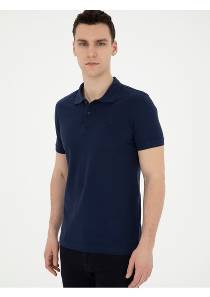 Pierre Cardin Erkek Lacivert Slim Fit Basic Tişört 50291625-Vr033