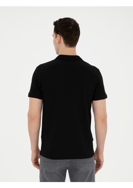 Pierre Cardin Erkek Siyah Slim Fit Basic Tişört 50291625-Vr046