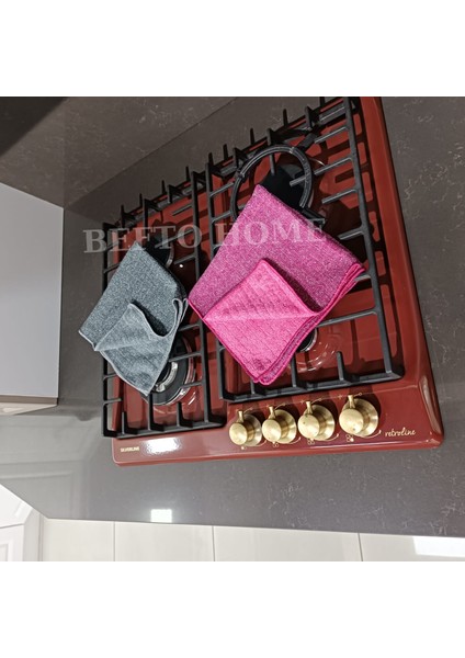 Pembe, Gri 2 Adet 40X40 cm Mikrofiber Duşakabin Temizlik Bezi, Simli Bez, Ocak Silme Bezi