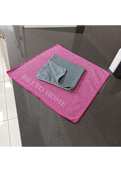 Pembe, Gri 2 Adet 40X40 cm Mikrofiber Duşakabin Temizlik Bezi, Simli Bez, Ocak Silme Bezi