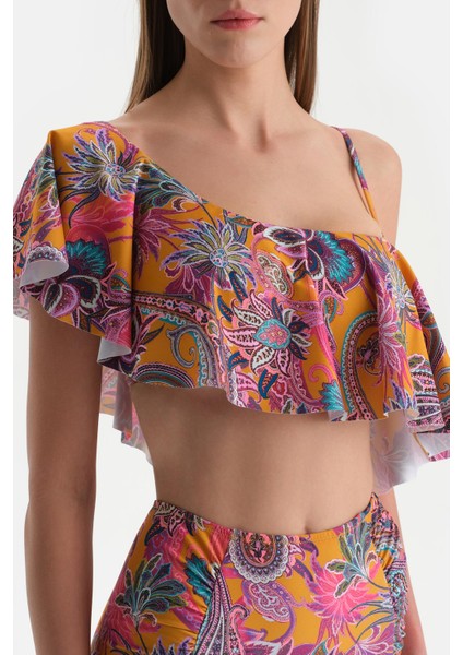 Mor Tek Omuz Bikini Üst