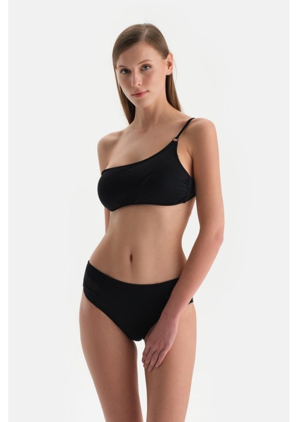 Siyah Tek Omuz Bikini Üst