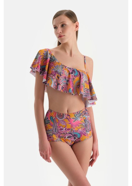 Mor Tek Omuz Bikini Üst