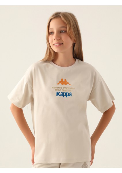 Kız Çocuk Tişört 5-15 Yaş Bej