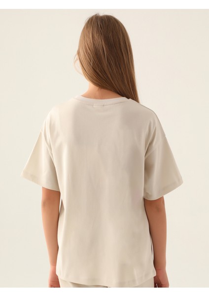 Kız Çocuk Tişört 5-15 Yaş Bej modelleri
