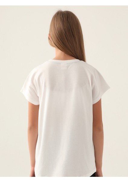 Kız Çocuk Tişört 5-15 Yaş Krem modelleri