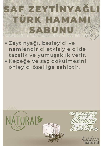Saf Zeytinyağlı Türk Hamamı Sabunu El Yapımı Doğal 120 G