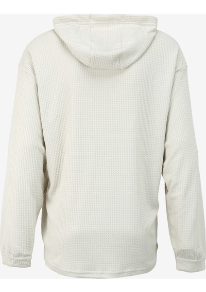1383108-273 Ua Rival Waffle Hoodie Bej Erkek Kapüşon Yaka Oversize Sweatshirt