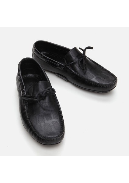 02AYH282740A100 HAKIKI Deri Siyah Erkek Loafer