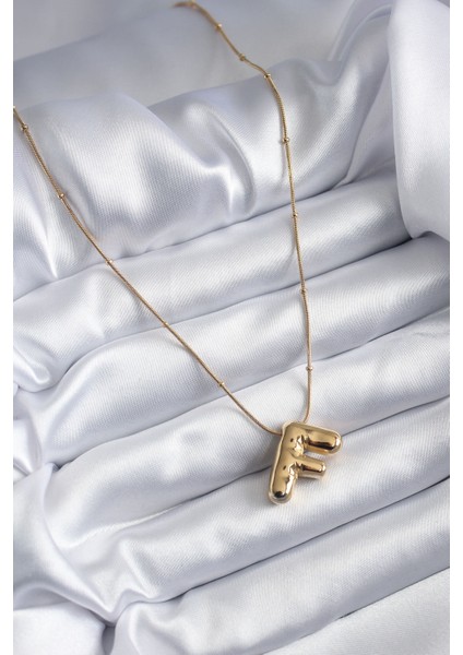 316L Çelik Gold Renk Bubble "f" Harf Model Kadın Kolye fiyatları