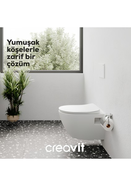 TP325 Terra Kanallı Asma Klozet, Creavit Duck Yavaş Kapanır Kapak