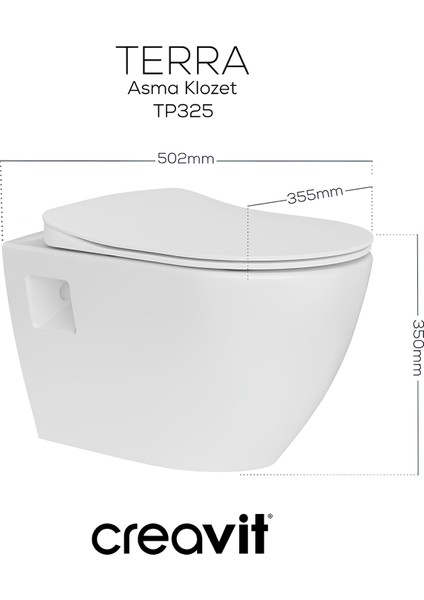 TP325 Terra Asma Klozet + Creavit Yavaş Kapanır Kapak