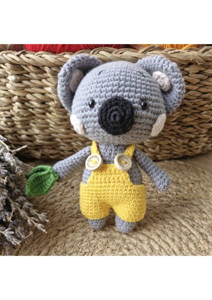 Bebek Yenidoğan Isimli Emzik Zinciri Askısı Hediye Seti Bebekli Amigurumi Koala Sarı