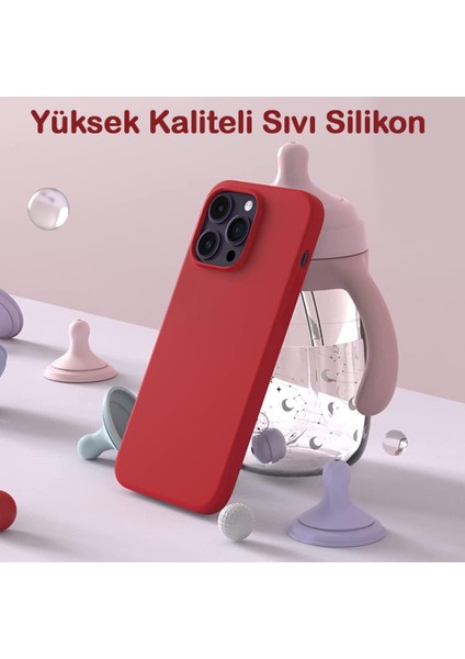 iPhone 15 Pro Kılıf Kamera Lensli Lansman Silikon Kapak