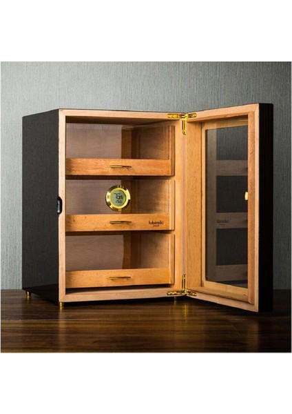 Camlı 3 Çekmeceli Humidor Puro Kutusu Maun 100s