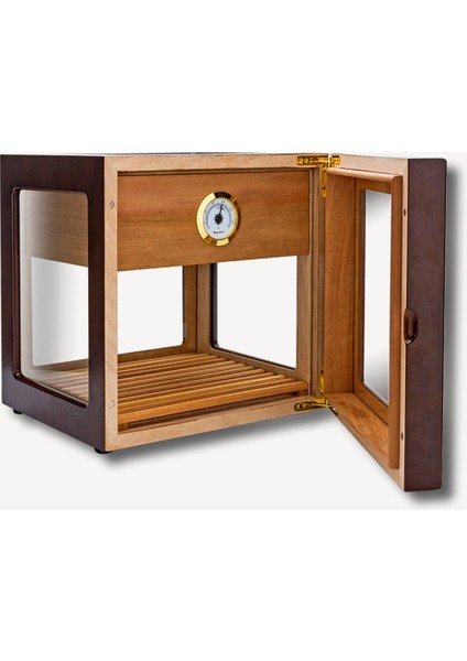 Cam Küp Cedar Tepsili Puro Kutusu Humidor 40s
