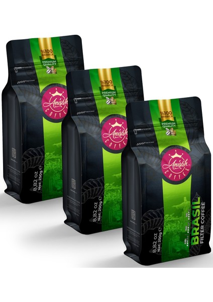 Brezilya Santos Filtre Kahve 3*250 Gram - 3'lü Paket