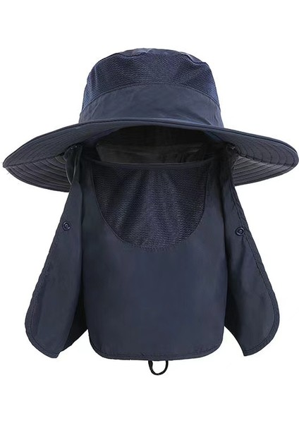 Çıkarılabilir Boyun Flap ve Yüz Kapaklı Geniş Ağızlı Güneş Şapkası Erkek Kadın Balıkçılık Şapkası Açık Seyahat ŞAPKASI(56-60CM) (Yurt Dışından)