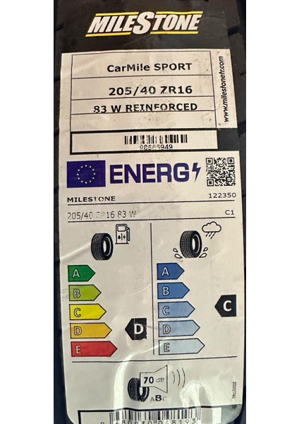 205/40 R16 Tl 83W Reınf. Carmıle Sport Oto Yaz Lastiği ( Üretim Yılı: 2024 ) fiyatları