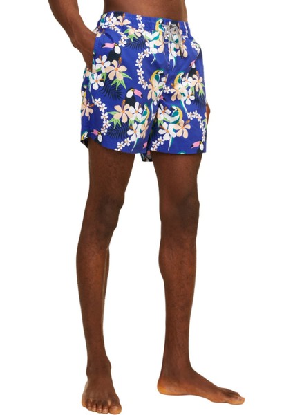 Desenli Lastikli Bel Saks Erkek Deniz Şortu 12253230