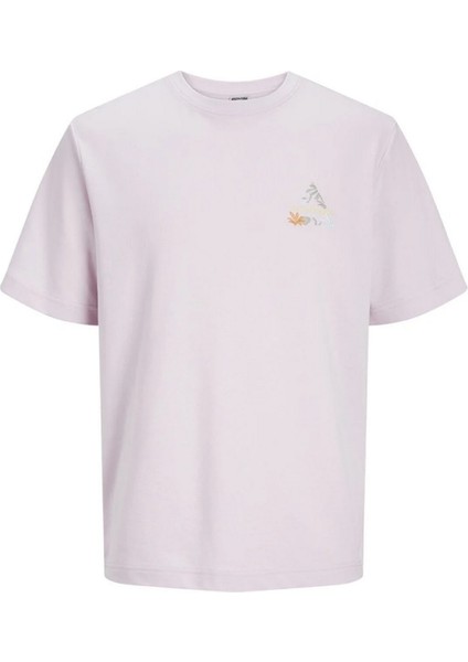 O Yaka Baskılı Kısa Kollu Pembe Erkek T-Shirt 12253380