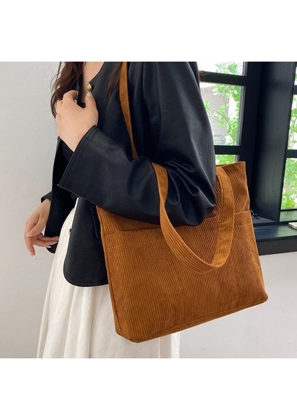 Yeni Kadife Kadın Çantası Tote Kanvas Çanta Taşınabilir Büyük Kapasiteli Batı Tarzı Öğrenci Ders Omuz Yumuşak Çanta Alışveriş Çantası (Yurt Dışından) fırsatları