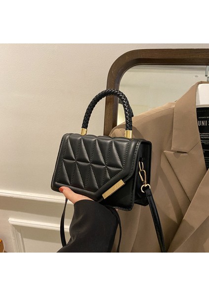 Moda Omuzdan Askili Çanta Eşkenar Dörtgen Doku Çanta Kadın Moda Çanta Büyük Kapasiteli Crossbody Çanta Basit Rahat Küçük Kare Çanta (Yurt Dışından) modelleri