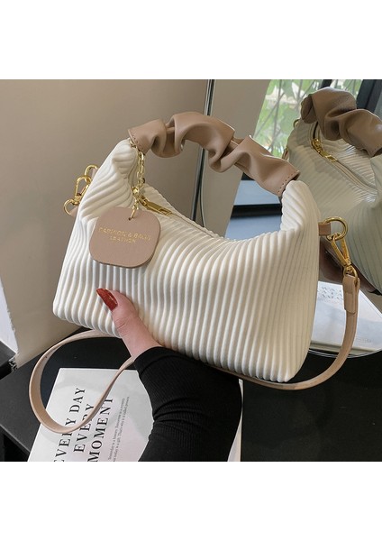 Dokulu Dikey Şerit Çanta 2024 Yeni Niş Tasarım Tek Omuz Crossbody Çanta Yabancı Stil Kadınlar Için Çok Yönlü Çanta (Yurt Dışından) modelleri
