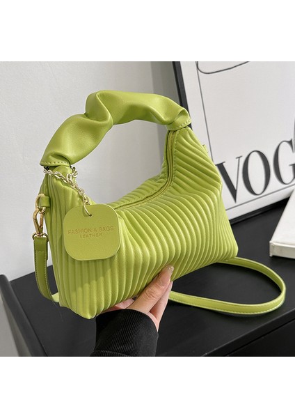 Dokulu Dikey Şerit Çanta 2024 Yeni Niş Tasarım Tek Omuz Crossbody Çanta Yabancı Stil Kadınlar Için Çok Yönlü Çanta (Yurt Dışından) fırsatları