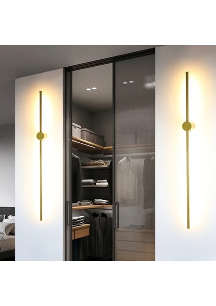 Zr Aydınlatma Gold 3000K 70CM Çubuk Aplik, Duvar Aydınlatması, LED Aplik, Modern Duvar Aplik