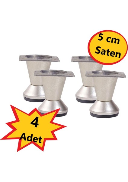 Konik Ayak Saten 5 cm 4 Adet (Dolap,mobilya,puf Ayağı )(Vidaları )