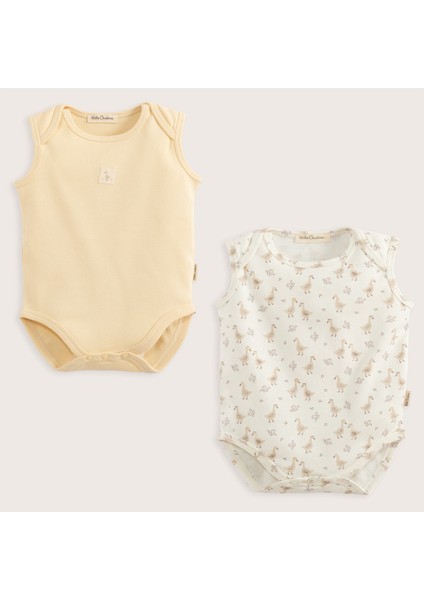 Goose Yanidoğan Kolsuz Body 2 Li Body Set Ekru-Sarı