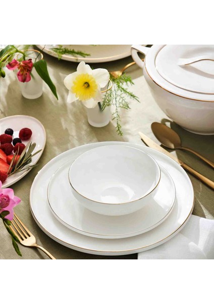 Fine Bone Freya 60 Parça 12 Kişilik Yuvarlak Yemek Takımı Platin