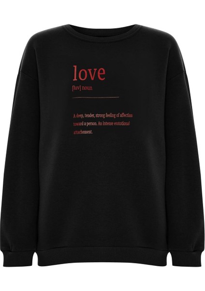 Baskılı Düz Renk Sweatshirt -Siyah