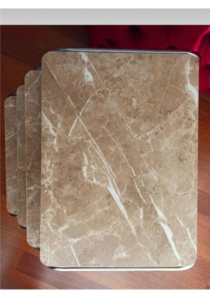 4'lü Açık Kahve Metal Krom Nikel Ayaklı Zigon Sehpa indirimleri