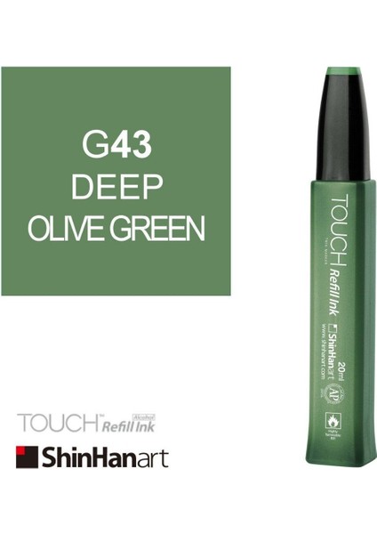 Touch Ink Alkol Bazlı Mürekkep 20ML G43 Deep Olive Green