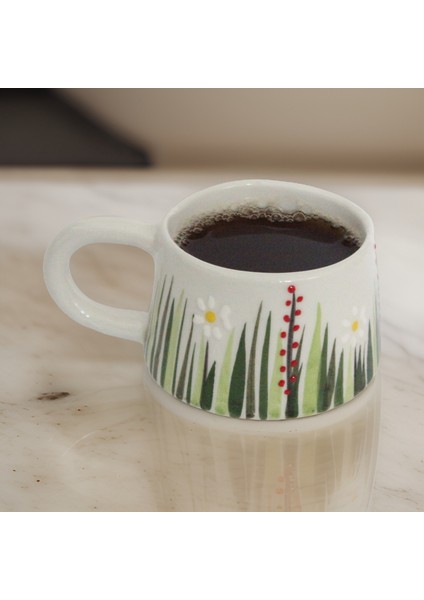 Klasik Seramik Kupa Mug Beyaz Papatya modelleri