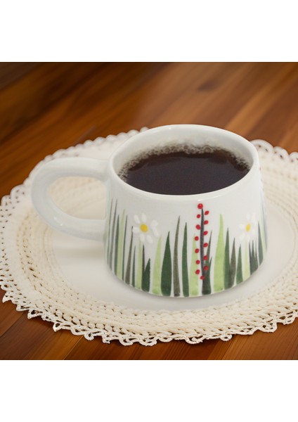 Klasik Seramik Kupa Mug Beyaz Papatya fırsatları