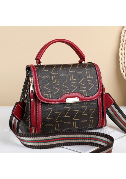 Omuz Çantası Retro Baskı El Çantası Geniş Omuz Askısı (Yurt Dışından)